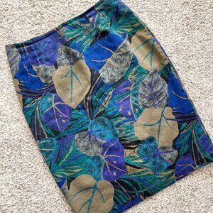 80's Forenza Pencil Fitted Knee Length Tropical Skirt - Vtg Size 14 - Sm/Med